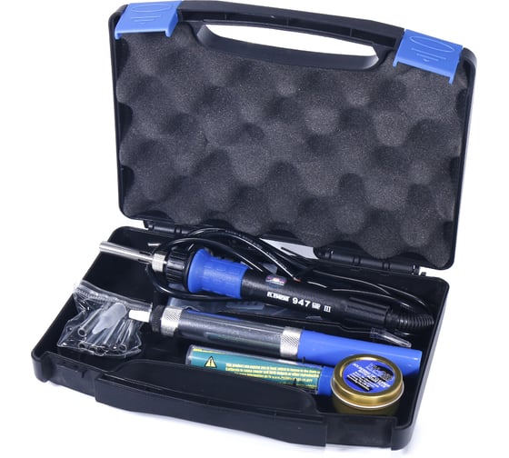 Изображение товара Набор для паяльных работ ELEMENT 947-III, паяльник+оловоотсос+пинцет+очиститель 16758