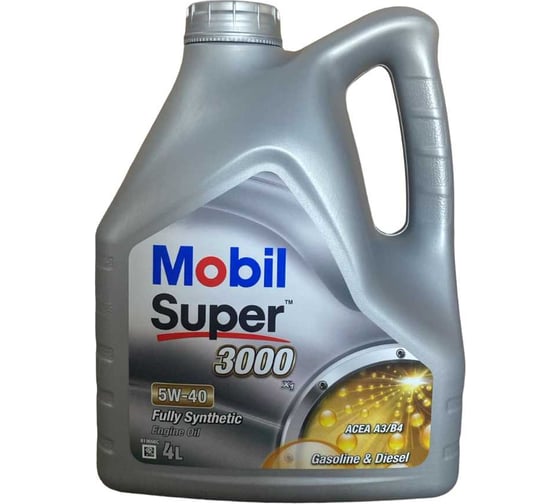 Изображение товара Моторное масло Mobil Super 3000 X1 синтетическое, класс вязкости 5W-40, 4 л 150546, 152566