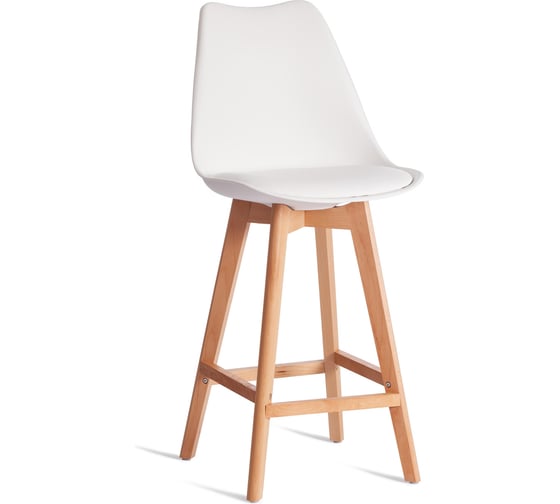 Изображение товара Барный стул Tetchair TULIP BAR (mod. C1014H-1) пластик/дерево, 42x47.5x104 см, White (белый) 70029/ натуральный 24392