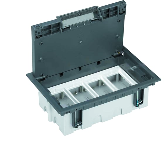 Изображение товара Люк в пол Simon, с горизонтальным подключением потребителей на 4 S-модуля, глубина 69мм, серый SF400-1