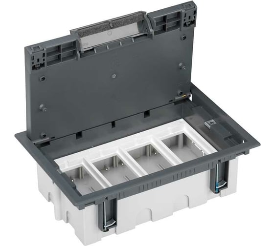 Изображение товара Люк в пол Simon, на 4 S-модуля, 8 модулей К45, глубина 90-120мм, фальшпол, серый SF410-1