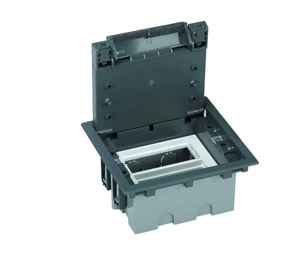 Изображение товара Люк в пол Simon, на 2 S-модуль, 4 модуля К45, глубина 90-120мм, фальшпол, серый SF210-1