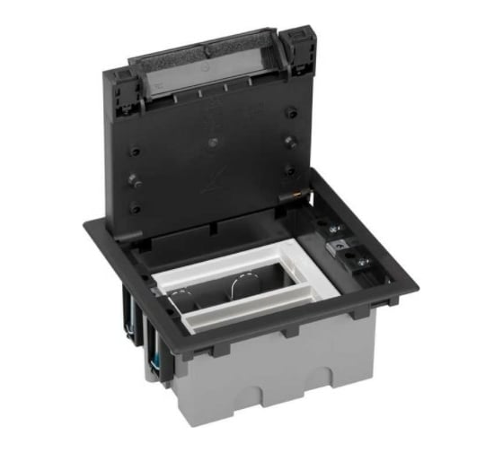 Изображение товара Люк в пол Simon, на 2 S-модуль, 4 модуля К45, глубина 90-120мм, фальшпол, графит SF210-14