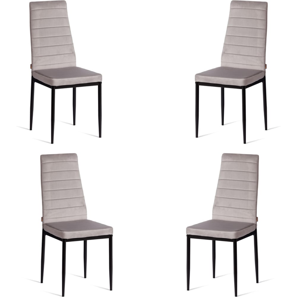 Изображение товара Комплект из 6 стульев Tetchair Easy модель JSC02-1 металл флок светло-серый черный каркас