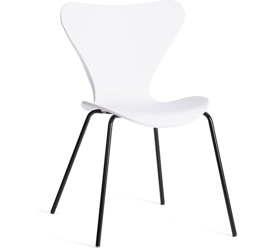 Изображение товара Стул Tetchair Jacobsen пластик/металл, 45x54.5x80 см, White (белый) / Black (черный) 21834
