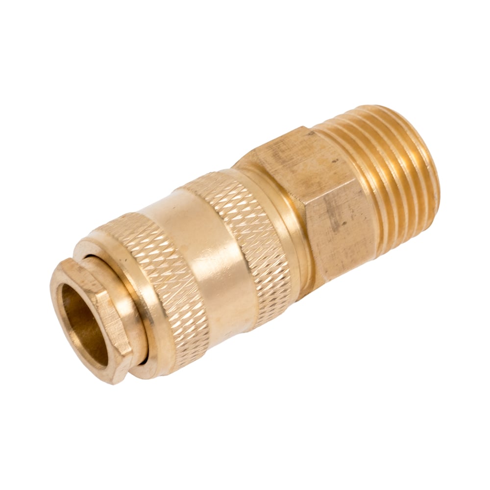 Изображение товара Быстроразъем пневматический с клапаном и наружной резьбой 1/2" латунь Partner