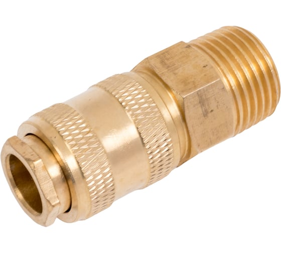Изображение товара Быстроразъем пневматический с клапаном и наружной резьбой 1/2", латунь Partner PA-BSE1-4SM(7457)