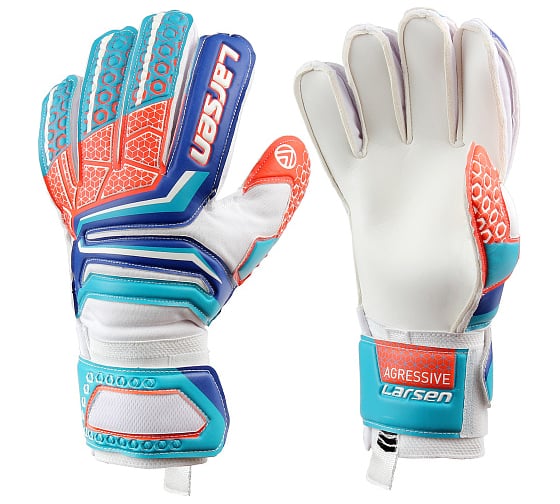 Изображение товара Перчатки вратарские Larsen Agressive белый/голубой/оранжевый, р. 10 4690222179095