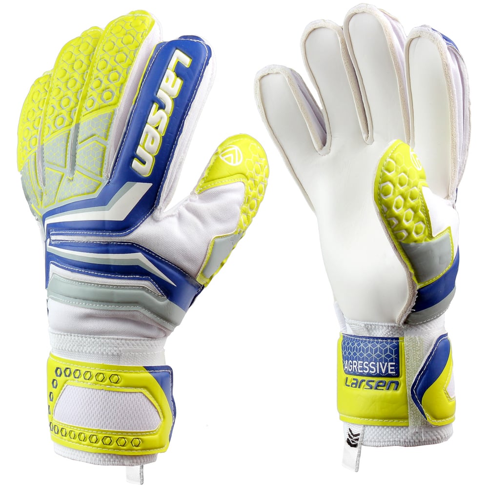 Изображение товара Перчатки вратарские Larsen Agressive салатовые голубые размер 10