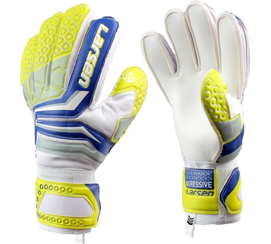 Изображение товара Перчатки вратарские Larsen Agressive салатовый/голубой, р. 10 4690222179156