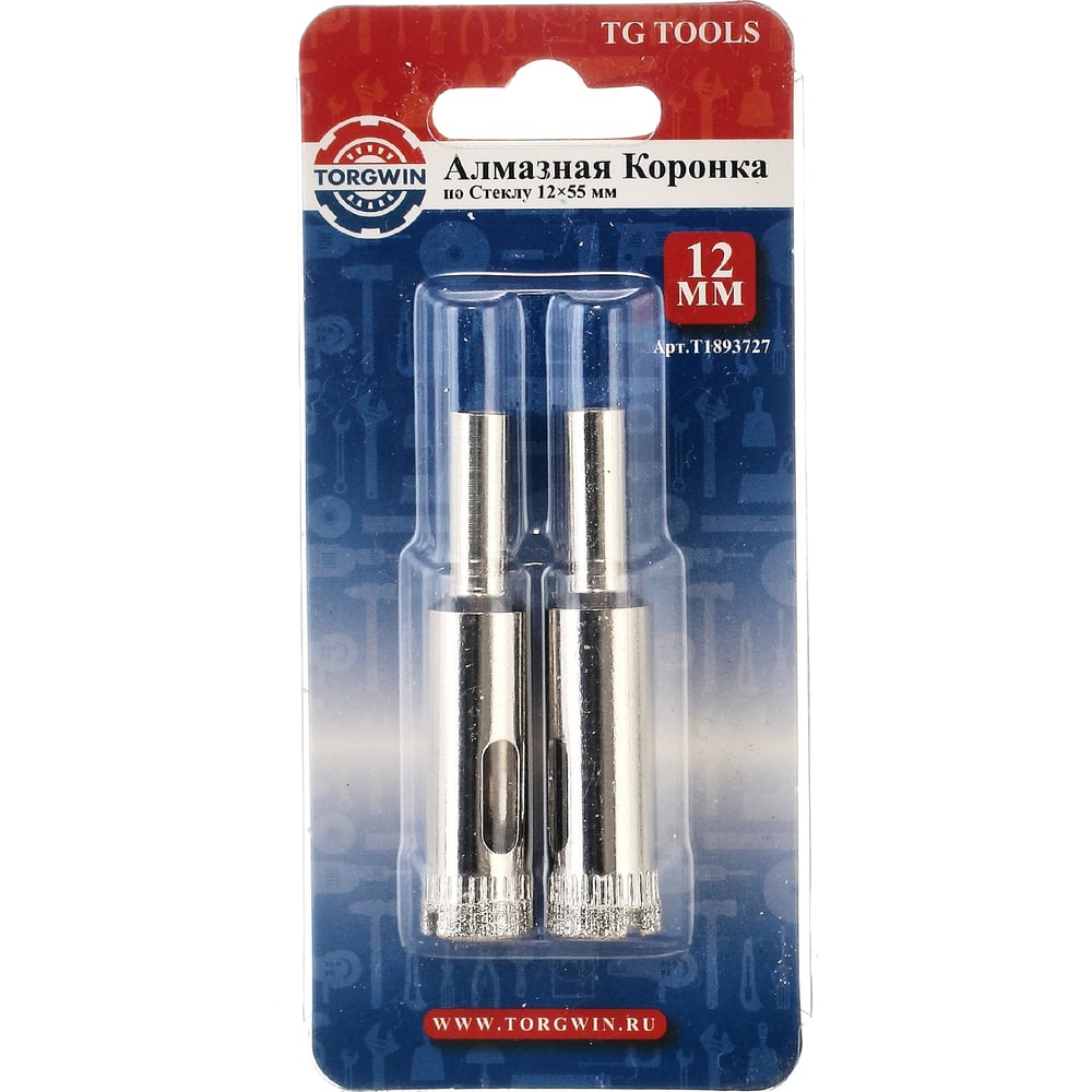 Изображение товара Коронка алмазная по керамике и стеклу 12x55 мм TORGWIN 2 шт
