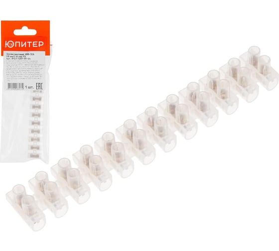 Изображение товара Зажим винтовой ЮПИТЕР ЗВИ-10А 10мм2, 12 пар, ПЭ JPZ3-7207-01-01