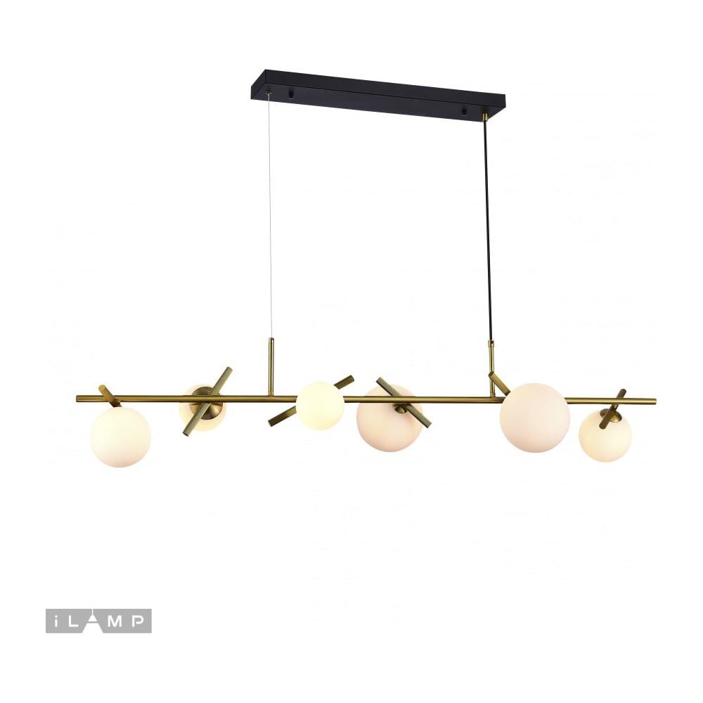 Изображение товара Подвесной светильник iLAMP Golden 2134-6L BR белый латунь стиль модерн