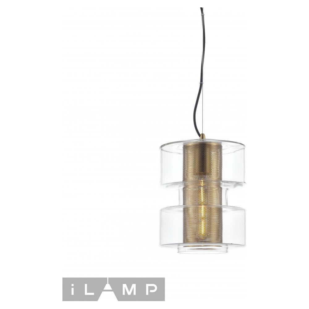 Изображение товара Подвесной светильник iLAMP Brick P7555-1 GD с стеклянным плафоном и золотым цветом