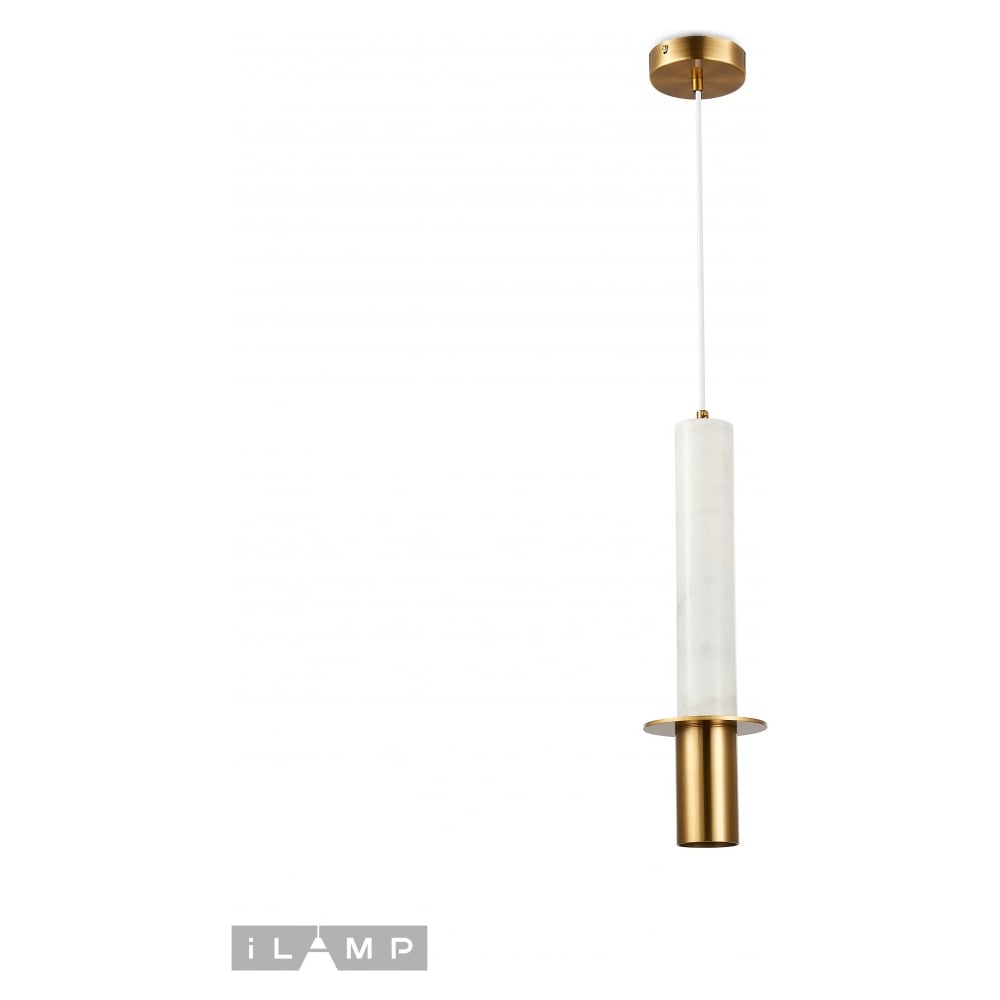 Изображение товара Подвесной светильник iLAMP Lofty 10705-1 WH-BR с одним плафоном и мраморной арматурой