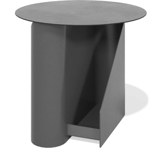 Изображение товара Журнальный столик ЛЕБЕР круглый металлический с двумя отделениями для газет и журналов (черный муар, 480x480x420) 11.50.038B-480х480х420