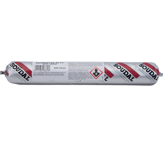 Изображение товара Полиуретановый клей-герметик SOUDAL Соудафлекс 40 ФС белый 600 мл 146686