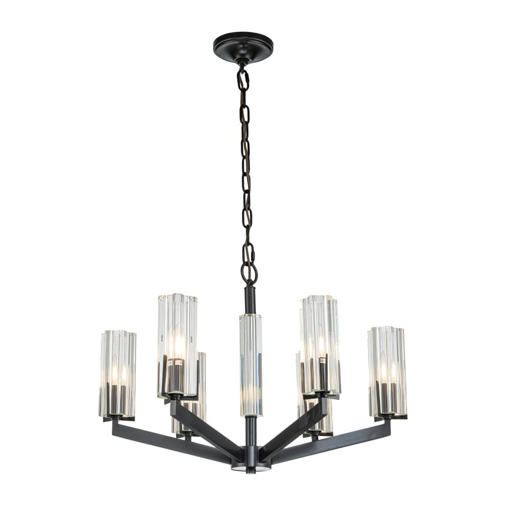 Изображение товара Подвесная люстра Belfasteon Malone 6035-6 BL CL модерн стиль 6 ламп 60 Вт прозрачно черная