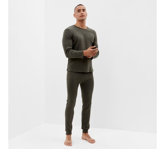 Изображение товара Комплект мужской термо MINAKU лонгслив, брюки, цвет хаки, размер 58 9688043