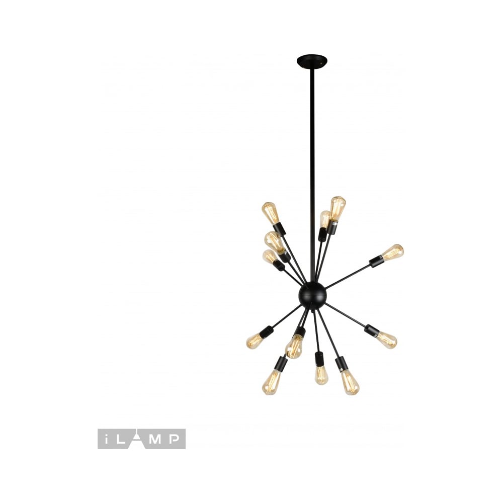 Изображение товара Подвесная люстра iLAMP Twins Loft209-12B стиль лофт черная 12 ламп