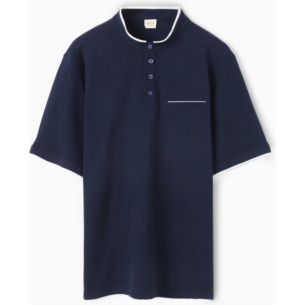 Изображение товара Мужская футболка-поло MINAKU темно-синяя 42 размер натуральный хлопок