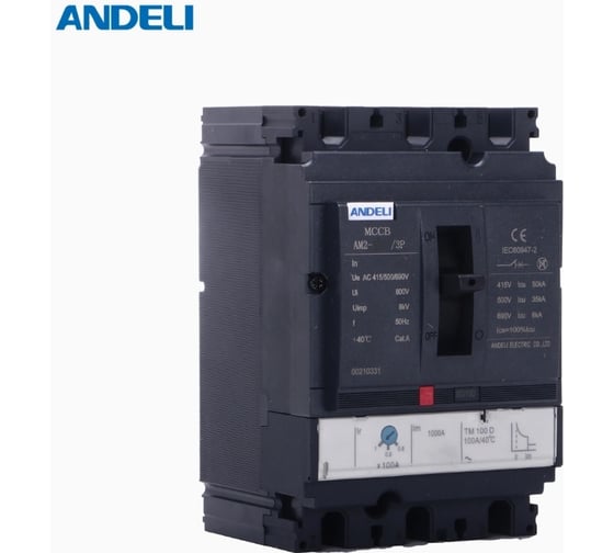 Изображение товара Автоматический выключатель ANDELI AM2- N- 160-TM 80А Ir=0,8-1,0In, Ii=10In, 36кА TM расцепитель ADL06-1206