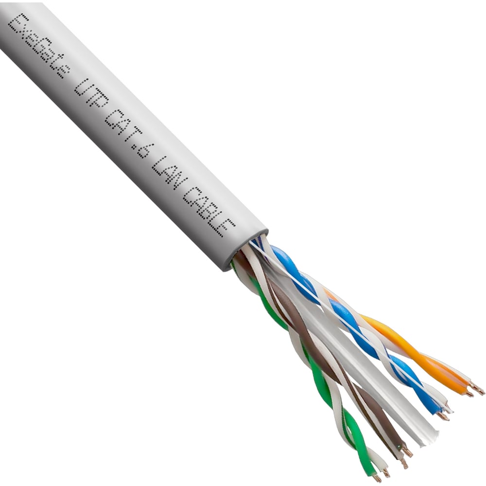Изображение товара Кабель UTP ExeGate 4 пары, категория 6, CCA, 23AWG, бухта 305м, серый PVC 186134
