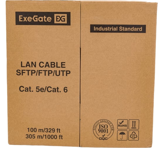 Изображение товара Кабель UTP ExeGate CU 4PR PREMIUM 25 AWG CAT5e 305м внутренний серый 281815
