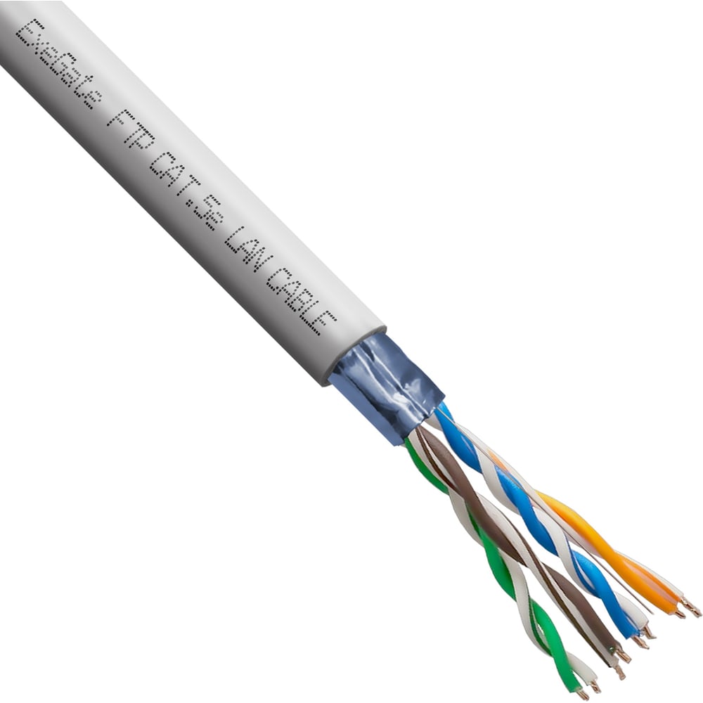 Изображение товара Кабель FTP ExeGate 4 пары, категория 5e, медь, 24AWG, экран, бухта 305м, серый, PVC 281811