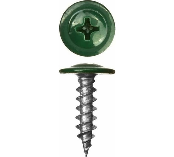 Изображение товара Саморез с прессшайбой ЖЕСТЬ острый, 4,2x16 мм, RAL6005, 200 шт., контейнер 280 мл УТ-00002947