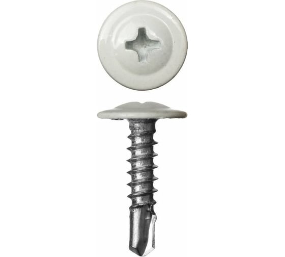 Изображение товара Саморез с прессшайбой ЖЕСТЬ сверло, 4,2x25 мм, RAL9003, 400 шт., контейнер 500 мл УТ-00010237