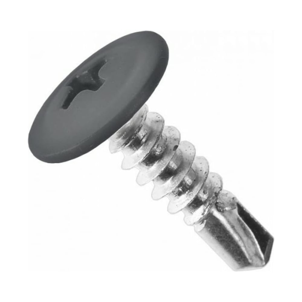 Изображение товара Саморез с прессшайбой ЖЕСТЬ сверло, 4,2x16 мм, RAL7024 мм, 16 шт., европодвес УТ-00010168