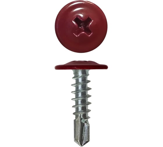 Изображение товара Саморез с прессшайбой ЖЕСТЬ сверло, 4,2x25 мм, RAL3005, 12 шт., европодвес УТ-00010176