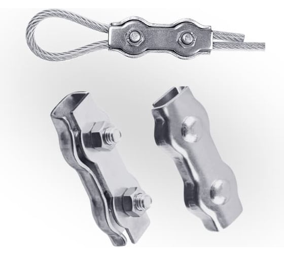 Изображение товара Зажим ЖЕСТЬ Duplex для троса 6 мм, 2 шт., европодвес УТ-00006025