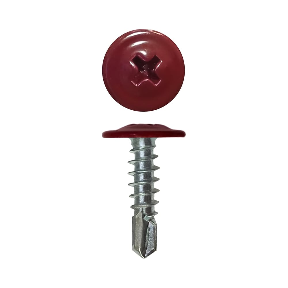 Изображение товара Саморез с прессшайбой ЖЕСТЬ сверло, 4,2x16 мм, RAL3005, 16 шт., европодвес УТ-00010166