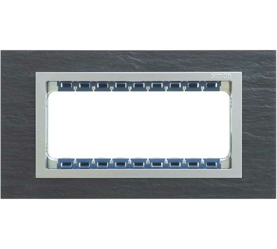 Изображение товара Декоративная рамка-суппорт Simon, 5 узких или 2 широких и 1 узкий модуль, камень, сланец-алюминий 82957-63