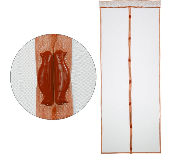 Изображение товара Антимоскитная сетка Рыжий кот Капутомоскито с утяжелителями, на магнитах Птички, коричневый 311268