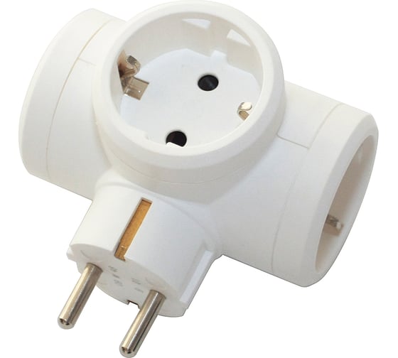 Изображение товара Тройник IEK STANDARD Т-01/03 3 места с заземлением 16А белый 050662