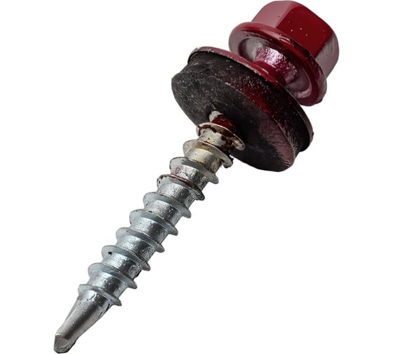 Изображение товара Кровельный саморез ЖЕСТЬ 4.8x19 мм, RAL3005, красное вино, 80 шт., контейнер 280 мл УТ-00009261