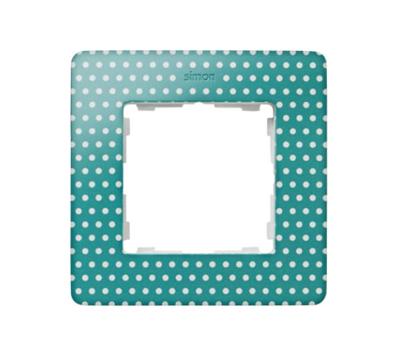 Изображение товара Декоративная рамка Simon Original, S82 Detail, 1 пост, аквамарин в белый горошек, цвет основания - белый 8200610-212