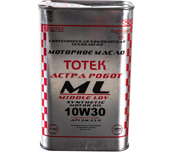 Изображение товара Моторное масло ТОТЕК Астра Робот ML SAE 10W30 1л ML1030001