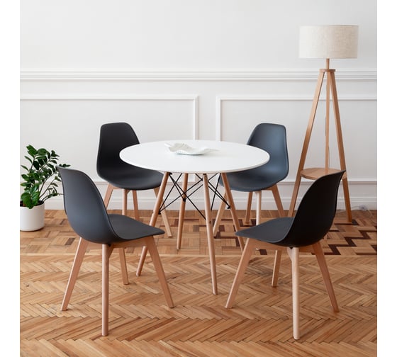 Изображение товара Комплект стульев пластиковых DERSTUHL 4 шт Grand Wood Eames, темно-серый, DSL010.003.4