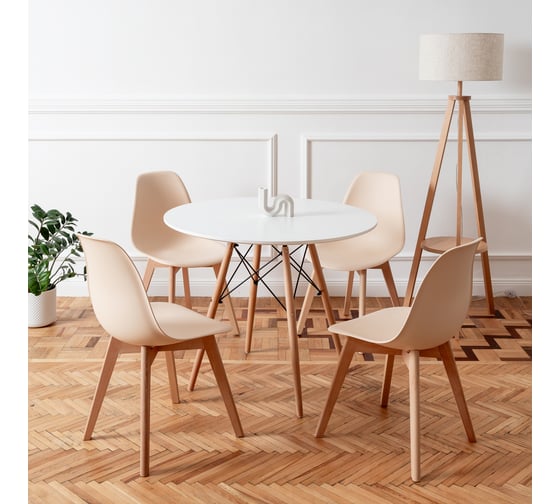 Изображение товара Комплект стульев пластиковых DERSTUHL 4 шт Grand Wood Eames, теплый бежевый, DSL010.014.4