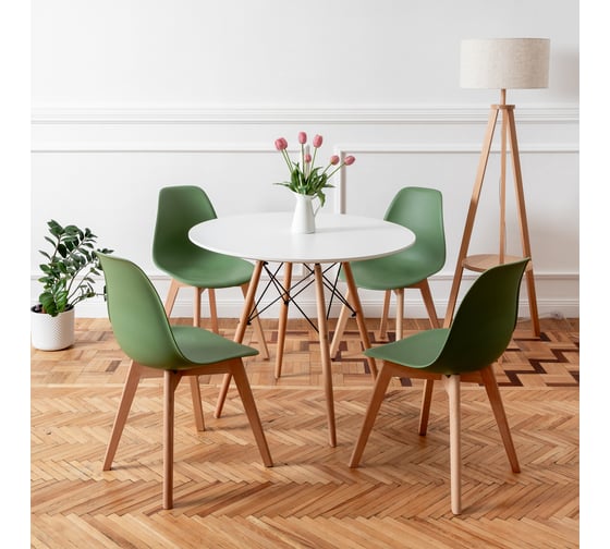 Изображение товара Комплект стульев пластиковых DERSTUHL 4 шт Grand Wood Eames, темно-зеленый, DSL010.016.4