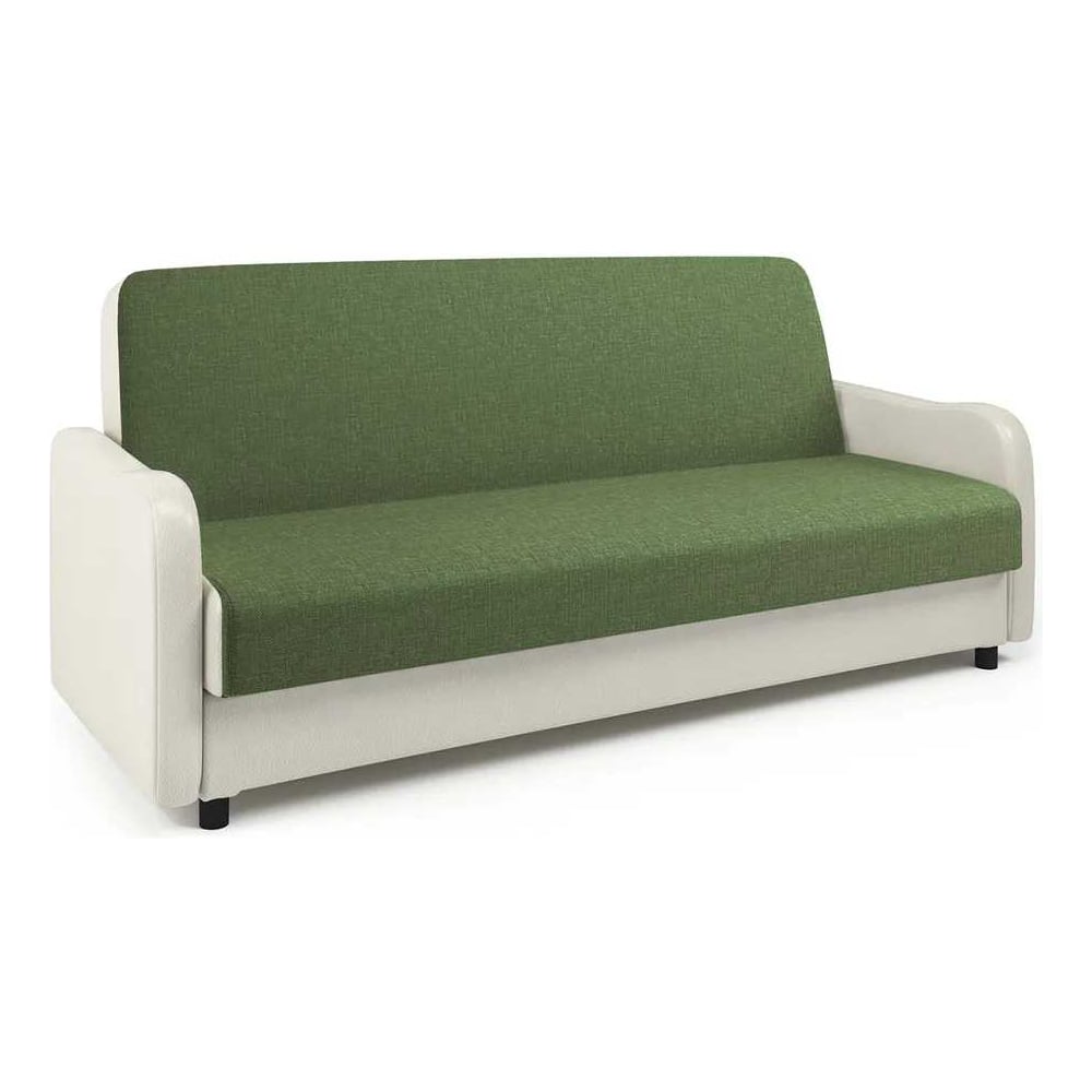 Изображение товара Диван-книжка Шарм Лига М зеленая рогожка и экокожа беж современный стиль