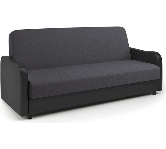 Изображение товара Диван-книжка Шарм Лига М серая рогожка и черная экокожа 903021057