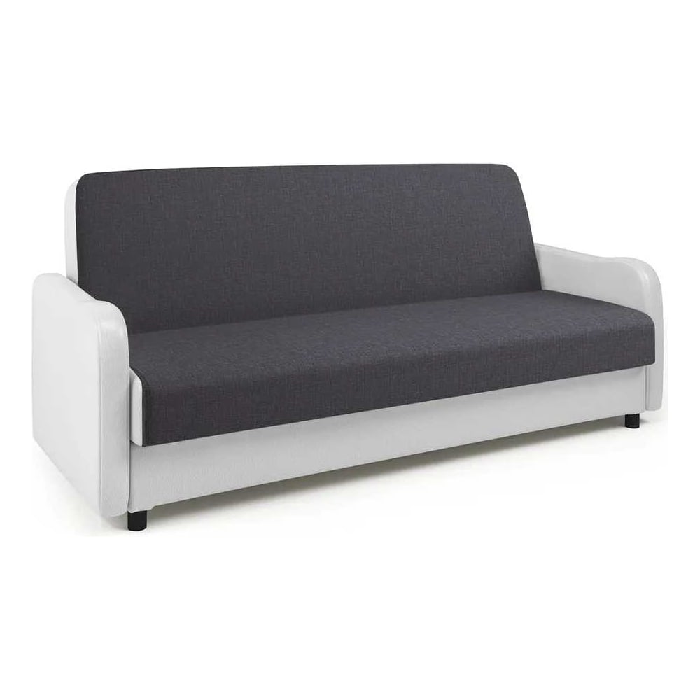 Изображение товара Диван-книжка Шарм Лига М серый рогожка и белая экокожа