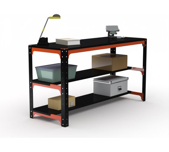 Изображение товара Стол металлический ООО Металекс серия KIT 750x1000x400 мм, две полки, ОЧ 201181