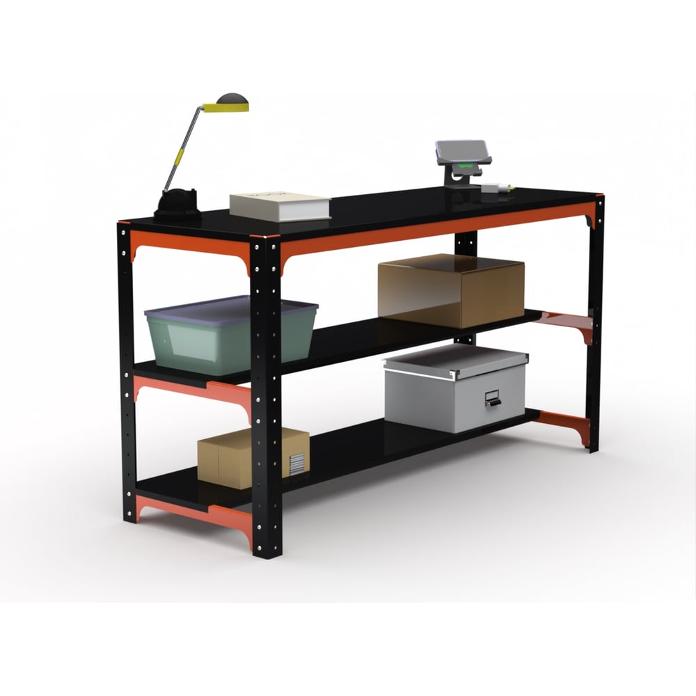 Изображение товара Металлический стол ООО Металекс серия KIT 750х1500х400 мм с двумя полками