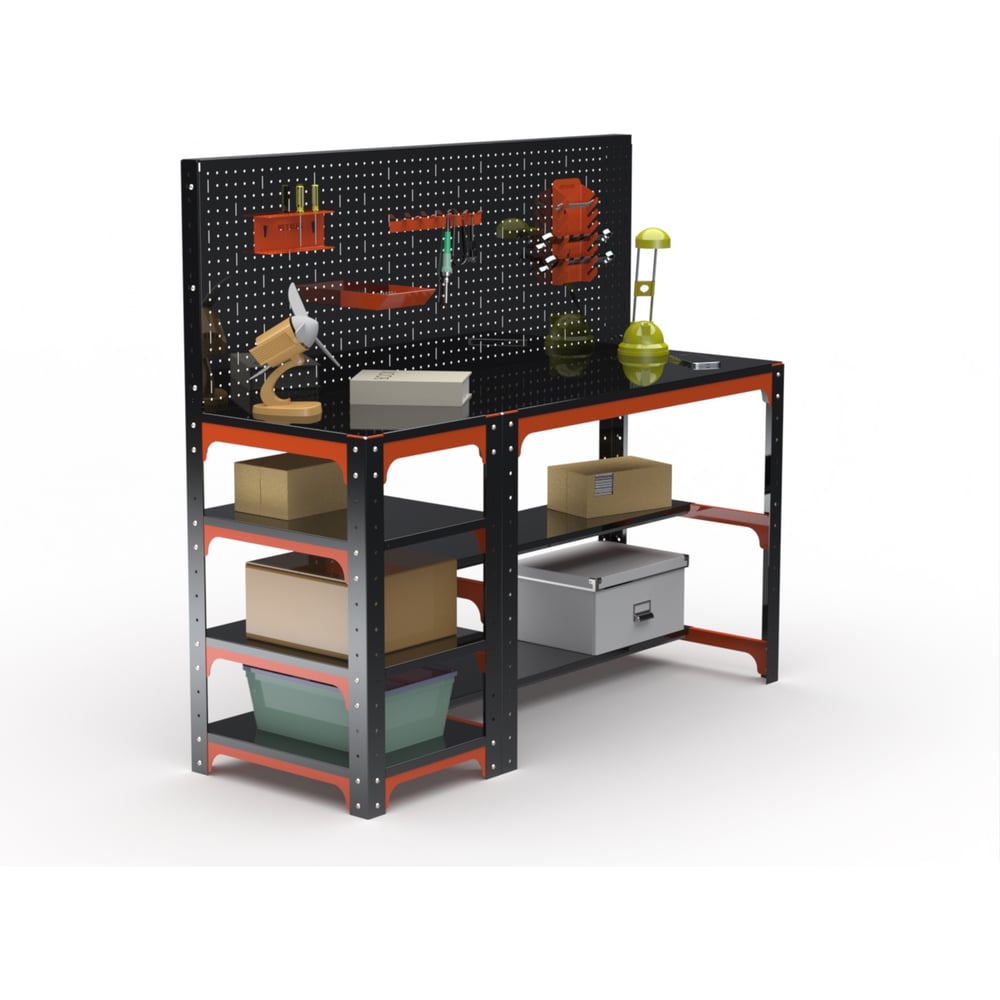 Изображение товара Металлический рабочий стол серии KIT 750x1600x400 с боковыми полками